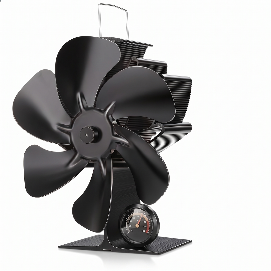 Power-free fireplace fan - heat-powered, aluminum, 6 blades
