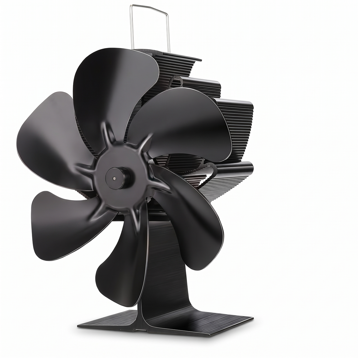 Power-free fireplace fan - heat-powered, aluminum, 6 blades
