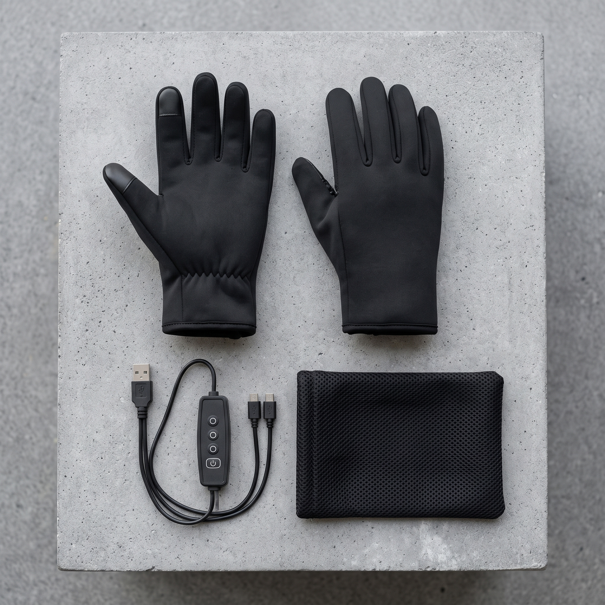 USB heated gloves - touchscreen, 3 heating levels
