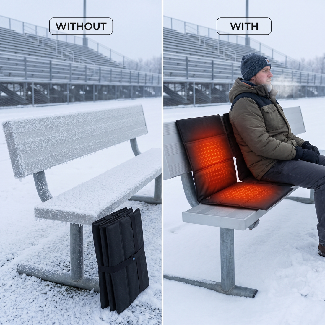 USB heated folding cushion - backrest, 3 levels, 600D fabric