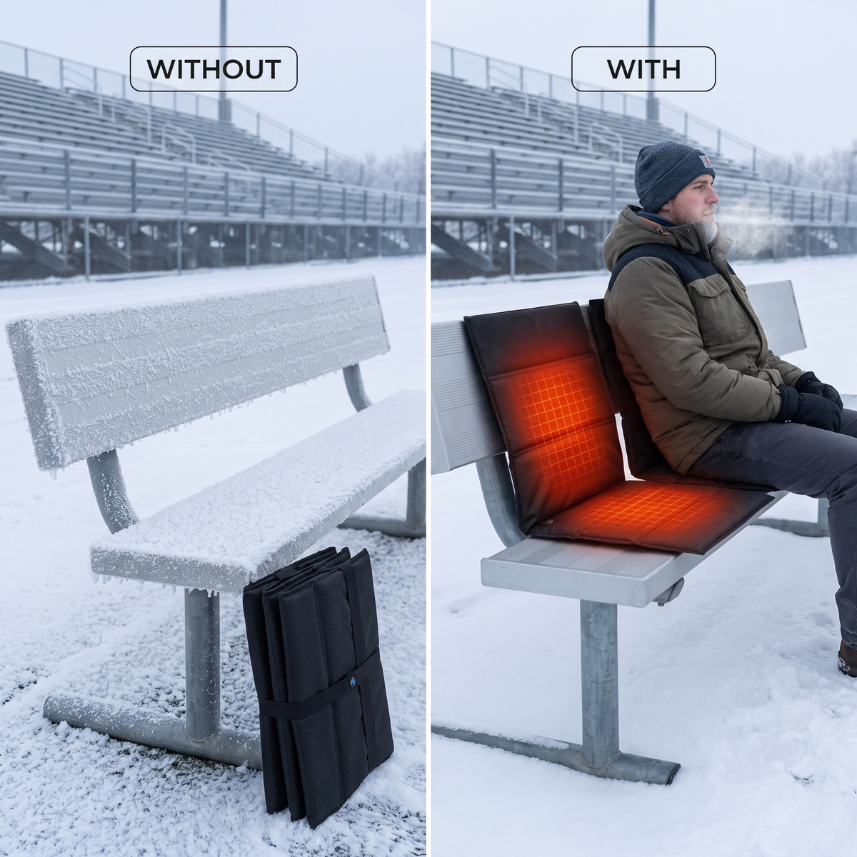 USB heated folding cushion - backrest, 3 levels, 600D fabric
