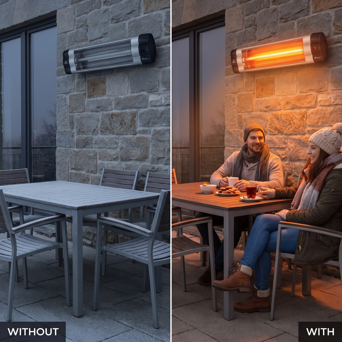 2500 W infrared heater - 3 heating levels, remote control, wall-mounted