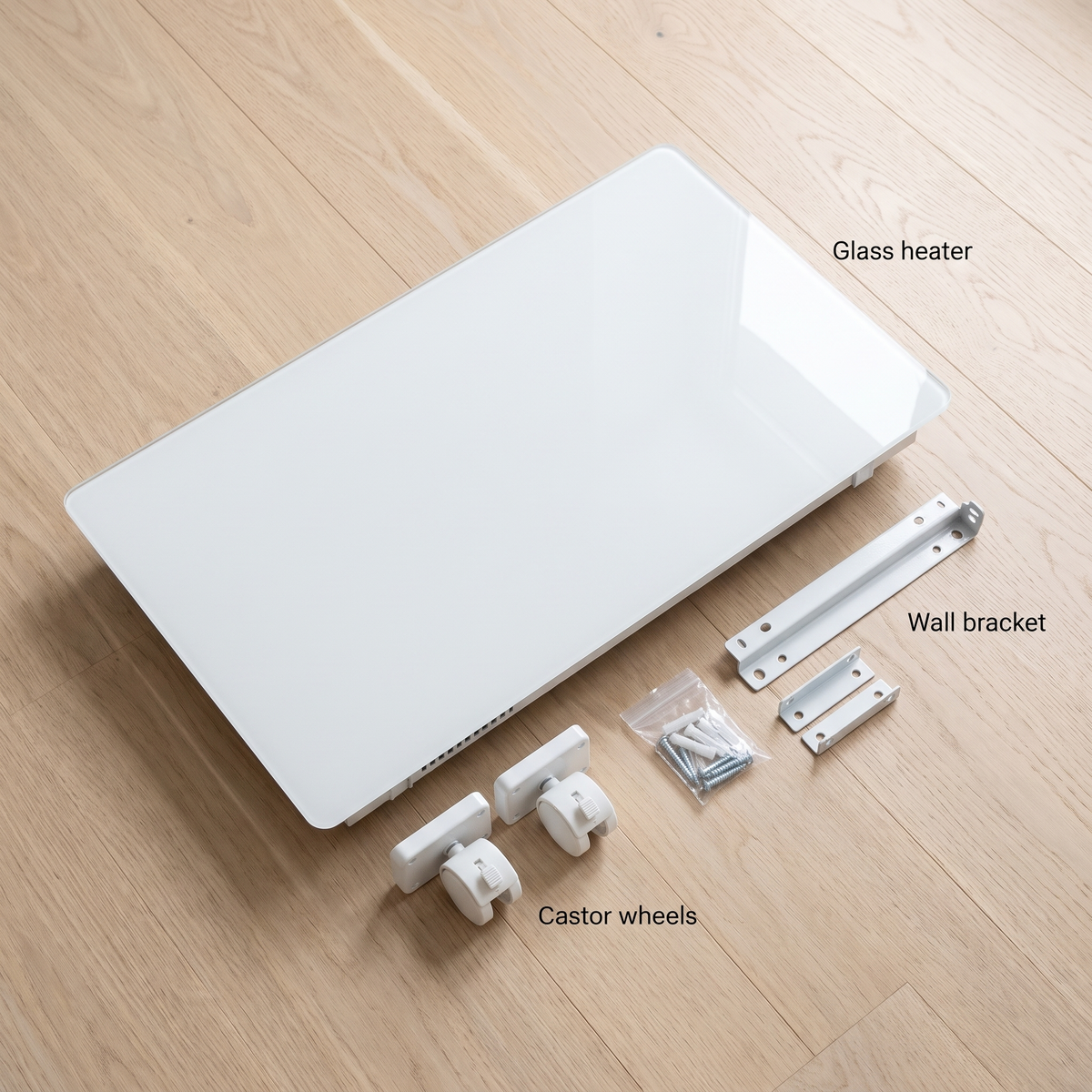 Glass heater 1500/2000 W - convector with thermostat, WiFi, wheels