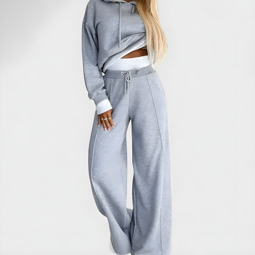 Damski Zestaw Top I Szerokie Spodnie | Z Kapturem