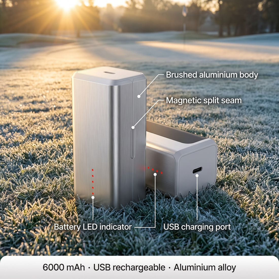 Aluminium hand warmers, 2 pcs. - 6000 mAh, double-sided heating