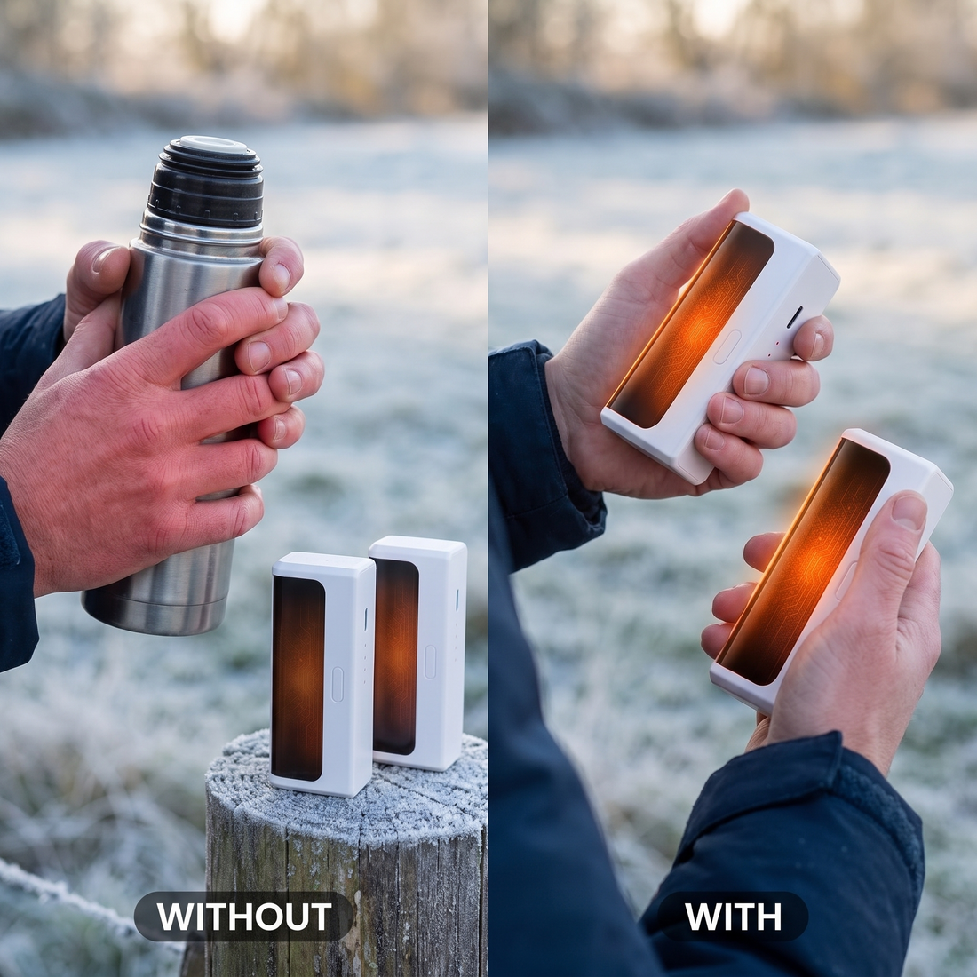 Aluminium hand warmers, 2 pcs. - 6000 mAh, double-sided heating