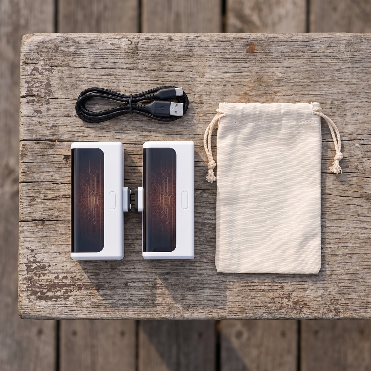 Aluminium hand warmers, 2 pcs. - 6000 mAh, double-sided heating