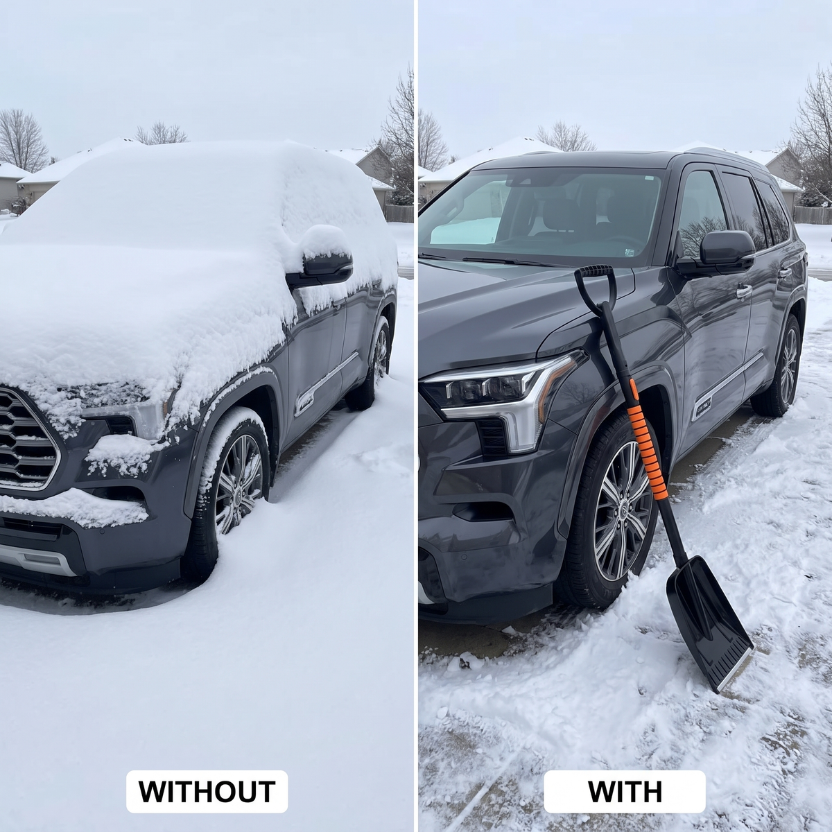 5-in-1 car snow removal set - aluminum telescopic handle, D-handle