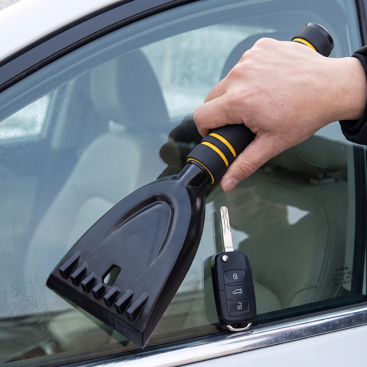 ABS window scraper - serrated edge, non-slip handle