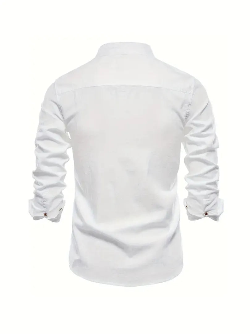 Koszula z długim rękawem i kołnierzykiem mandarynkowym