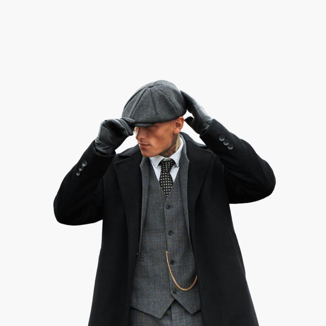 Męskie Czarne Rękawiczki Z Regulowanymi Paskami | Zima