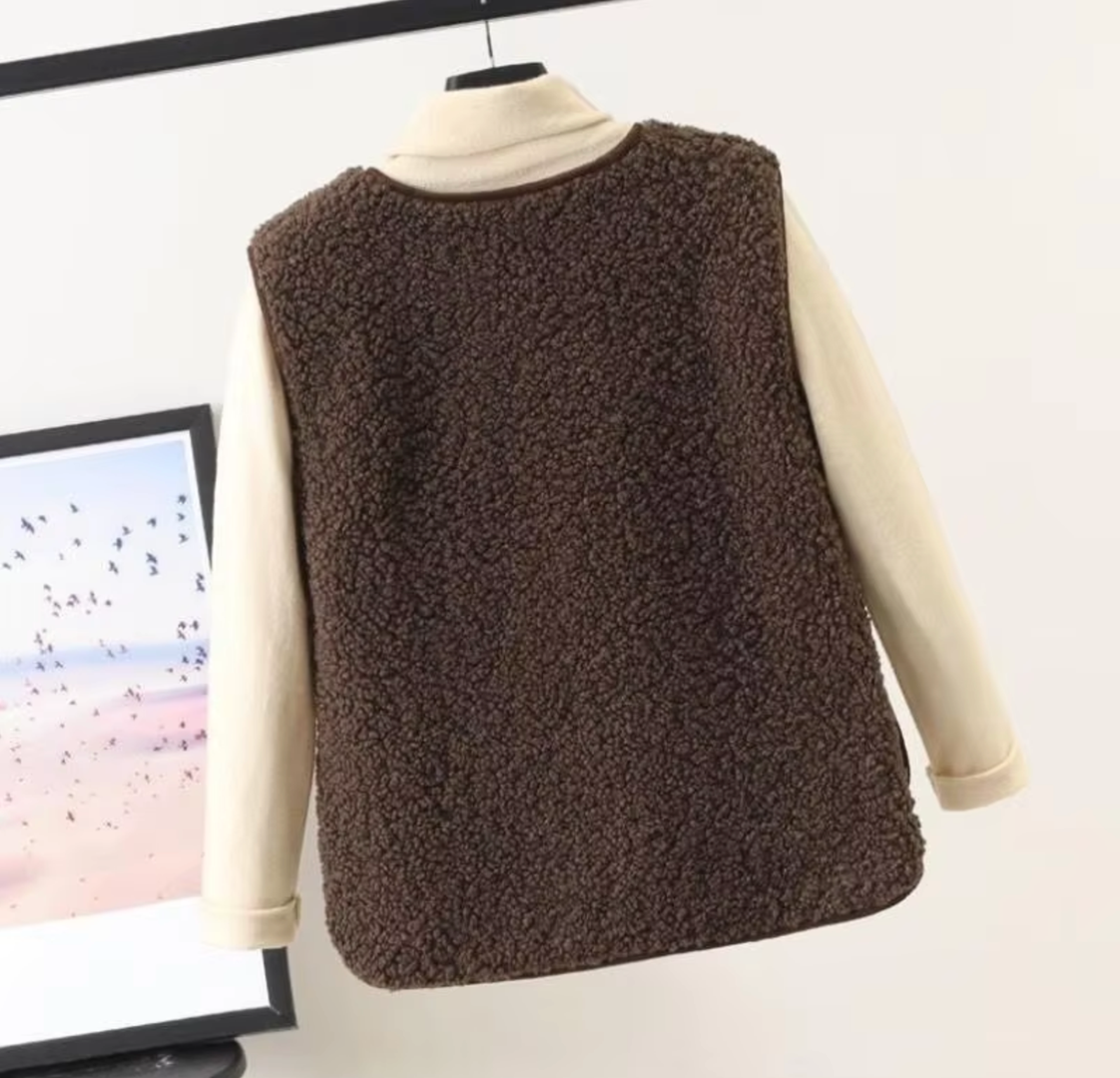 Damska zimowa kamizelka polarowa z kieszenią