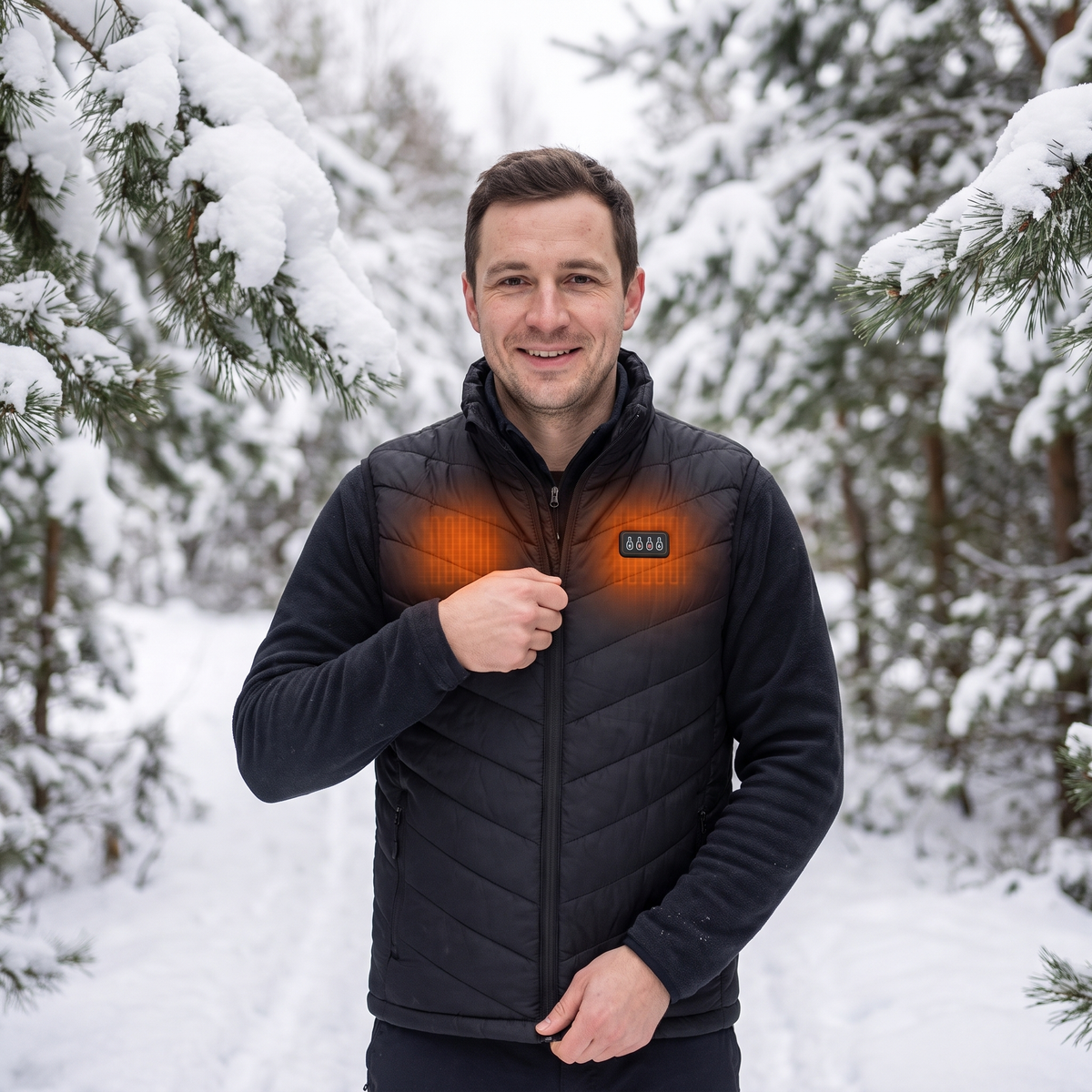 Men's heated vest, 28 zones - 3 levels, USB-powered