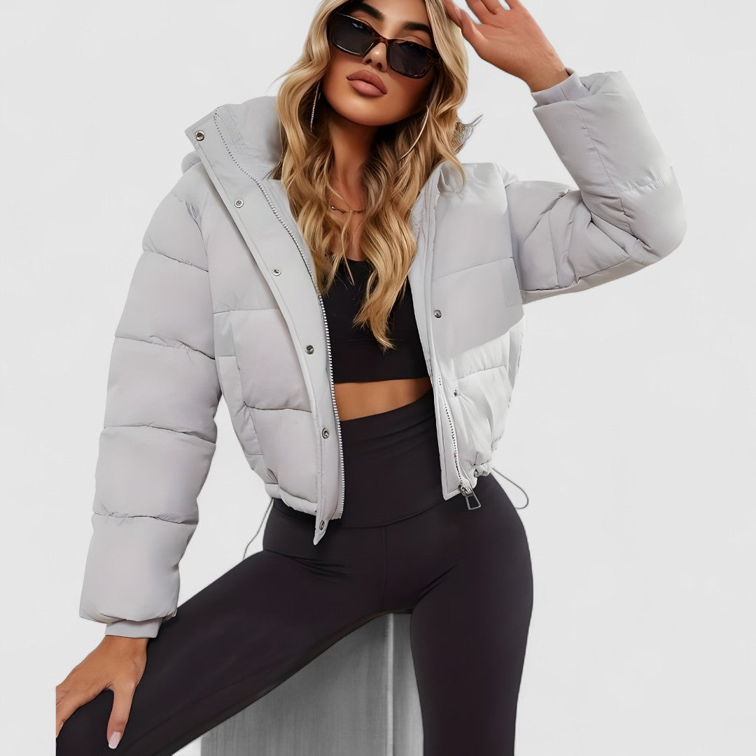 Stylowa Krótka Kurtka Puchowa | Z Zamkiem