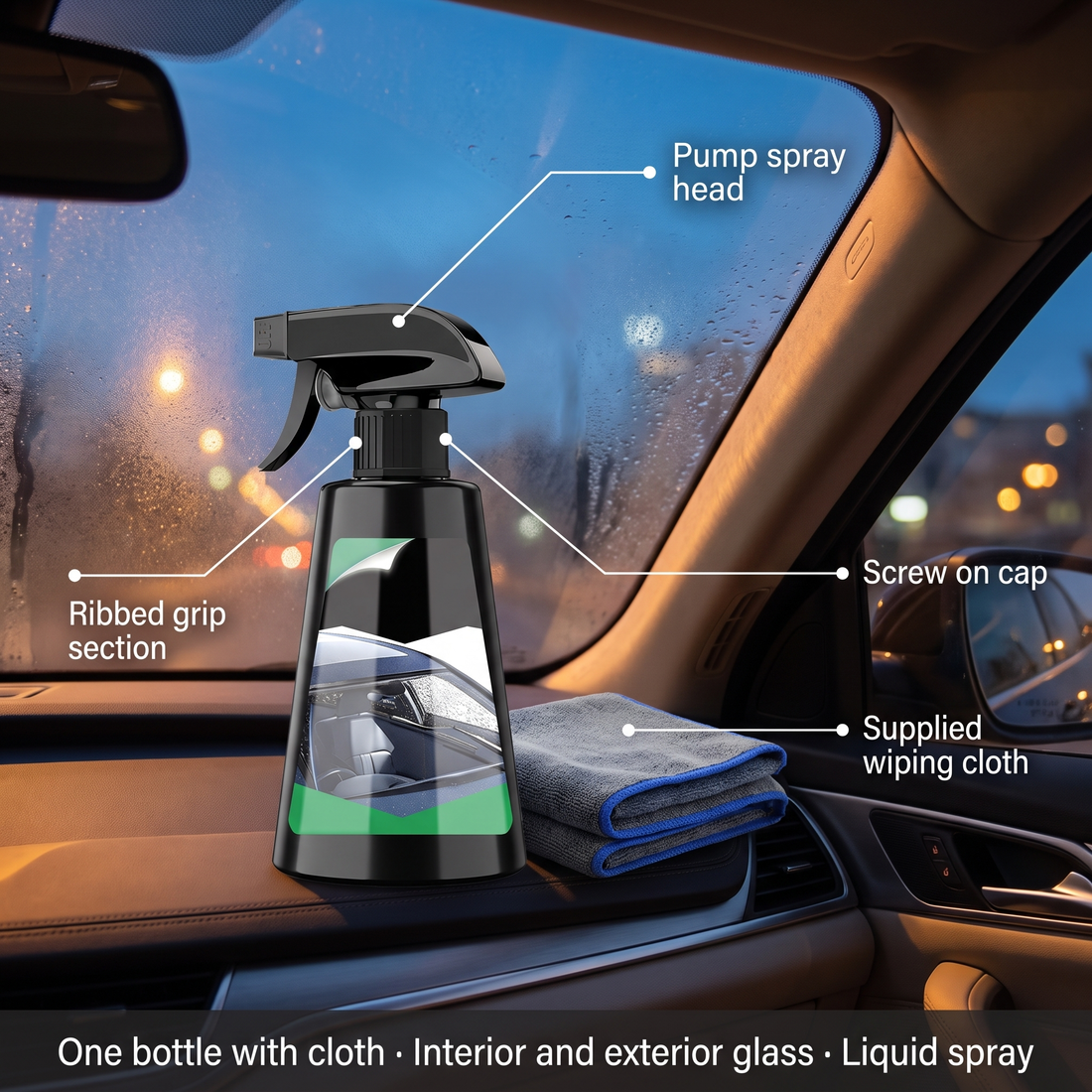Spray antyparowy do szyb 200 ml - wodoodporna powłoka, ze ściereczką