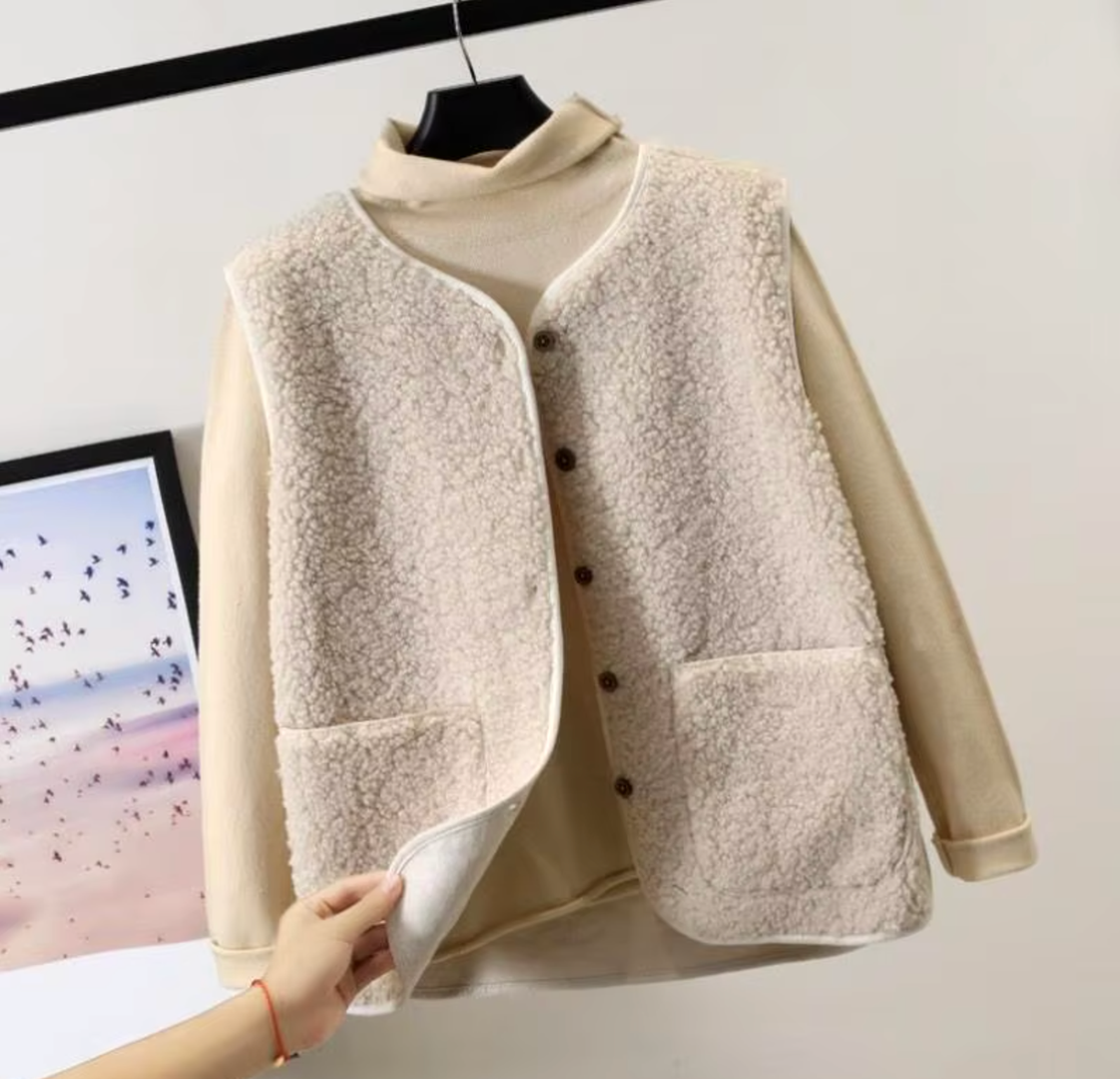 Damska zimowa kamizelka polarowa z kieszenią