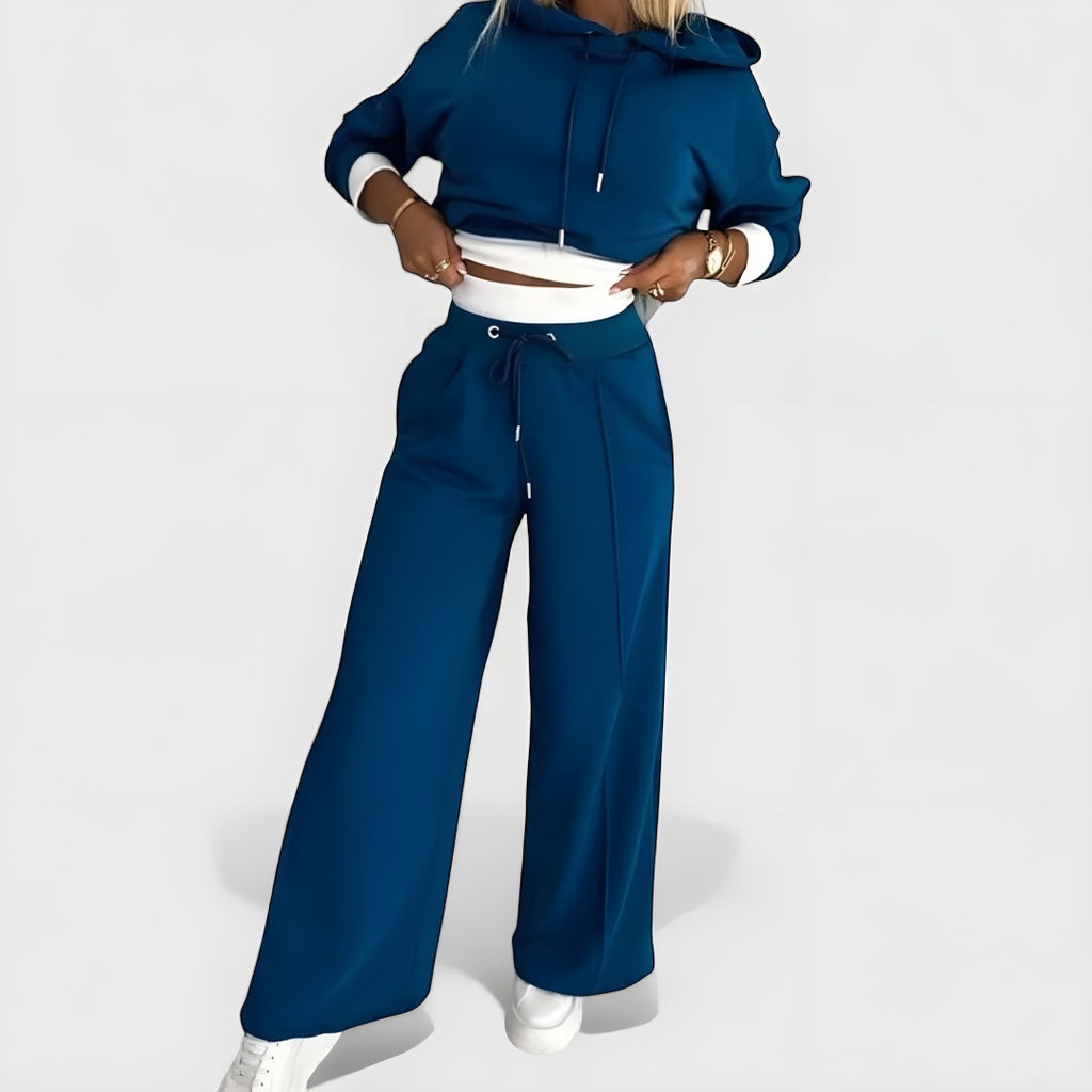 Damski Zestaw Top I Szerokie Spodnie | Z Kapturem