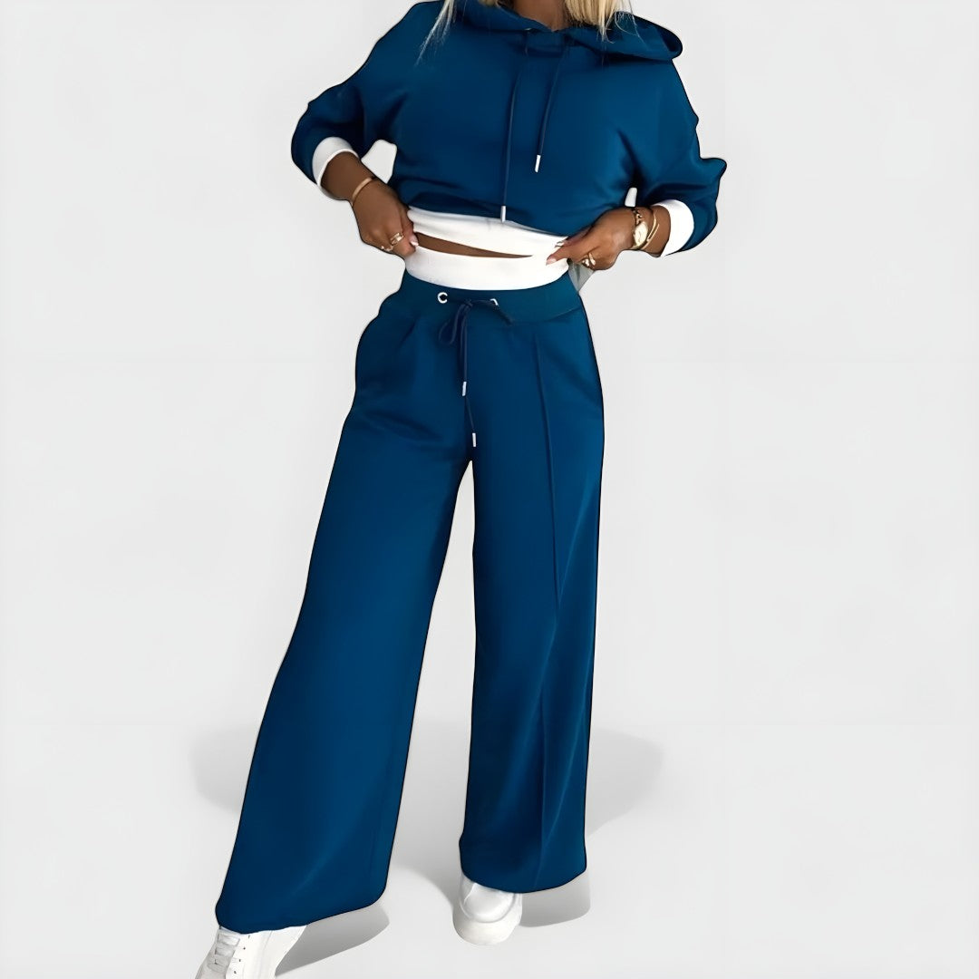 Damski Zestaw Top I Szerokie Spodnie | Z Kapturem