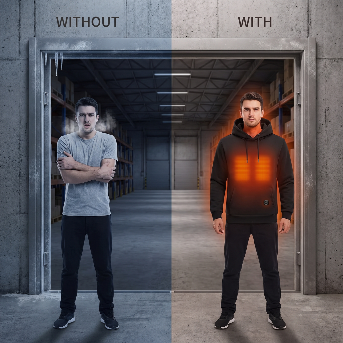 Heated hoodie, 11 zones - 3 heat levels, USB