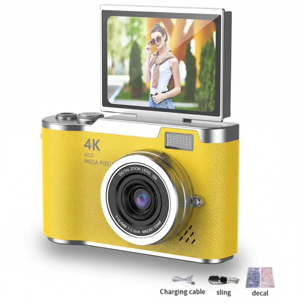 4K Digital Camera | 48MP Sensor, 8x Zoom, 180° Tilting Screen, Compact for Photos and Videos