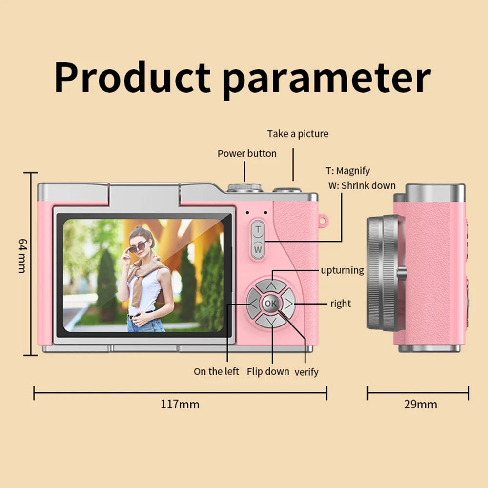 4K Digital Camera | 48MP Sensor, 8x Zoom, 180° Tilting Screen, Compact for Photos and Videos