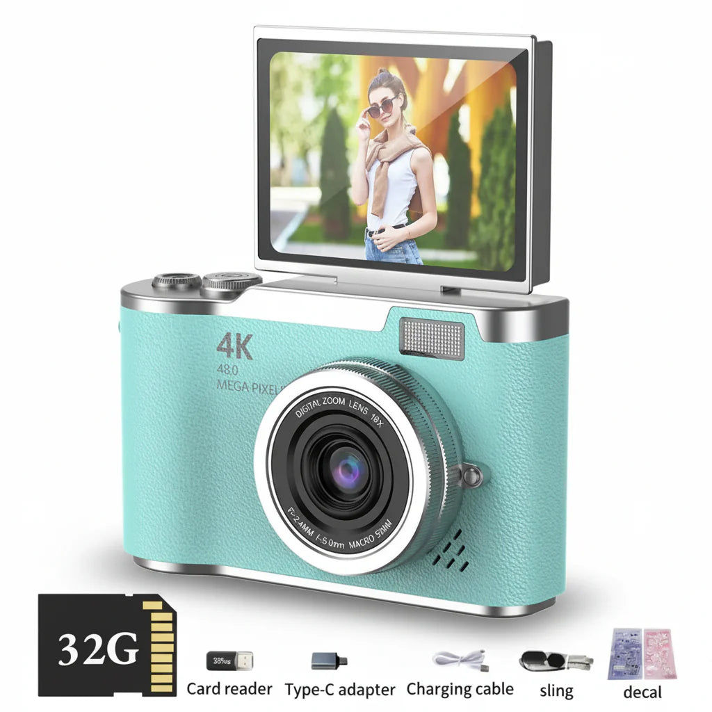 4K Digital Camera | 48MP Sensor, 8x Zoom, 180° Tilting Screen, Compact for Photos and Videos