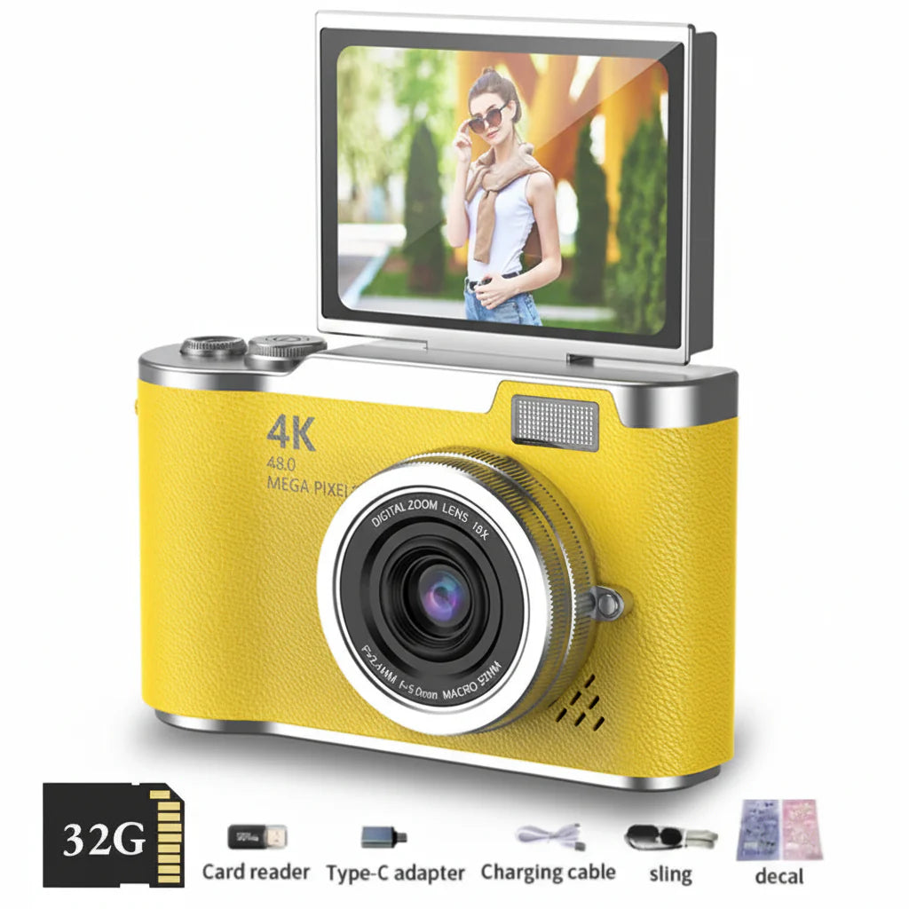 4K Digital Camera | 48MP Sensor, 8x Zoom, 180° Tilting Screen, Compact for Photos and Videos