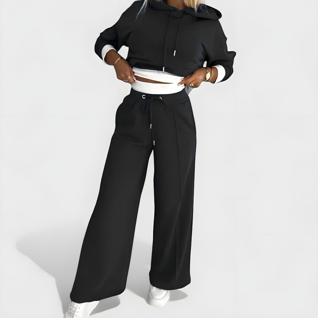 Damski Zestaw Top I Szerokie Spodnie | Z Kapturem