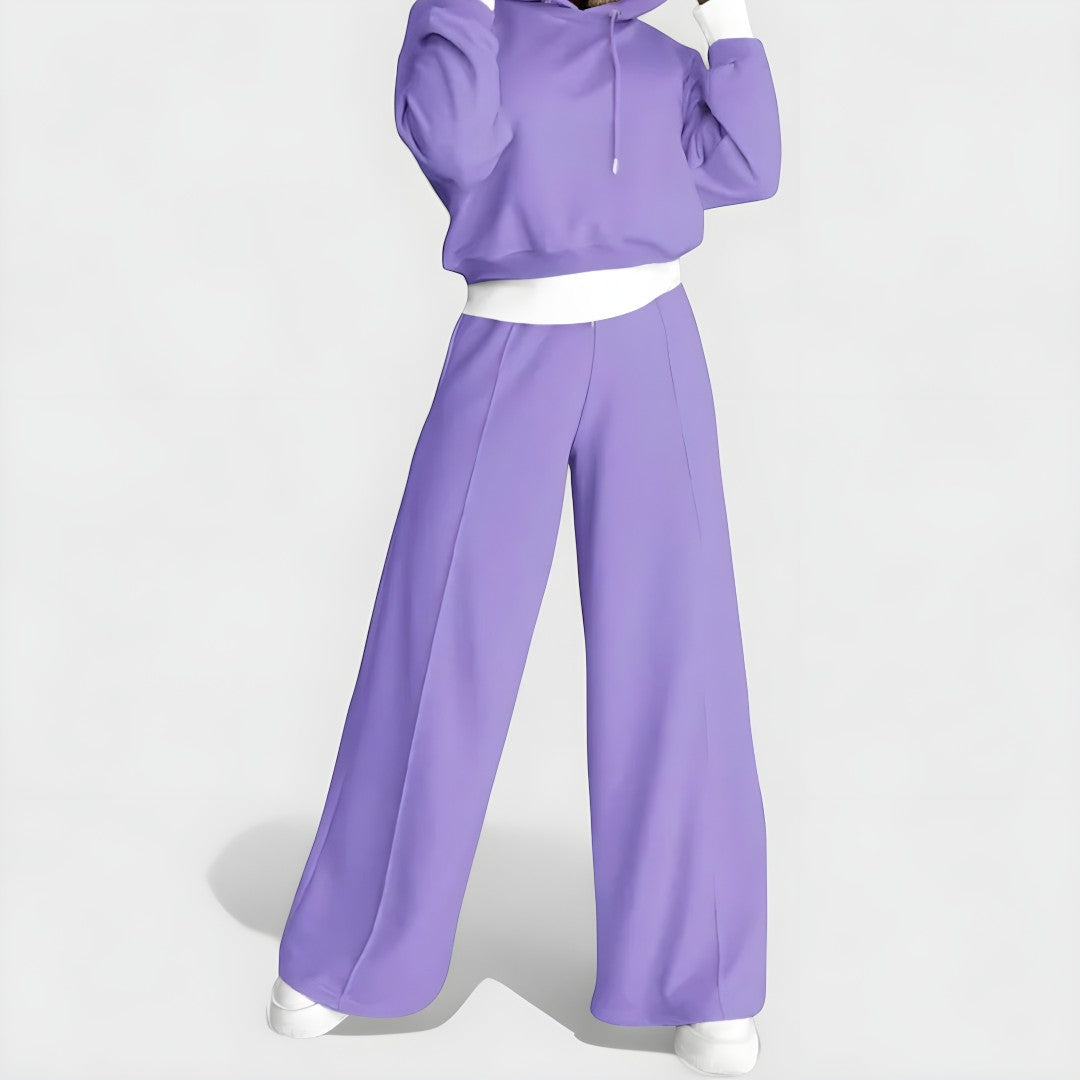 Damski Zestaw Top I Szerokie Spodnie | Z Kapturem