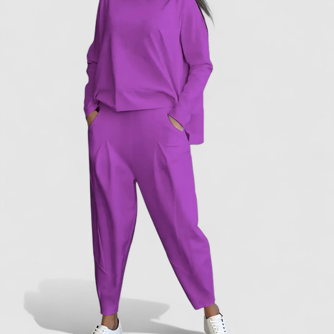 Damski Zestaw Codzienny Top I Spodnie Haremki | Długi Rękaw