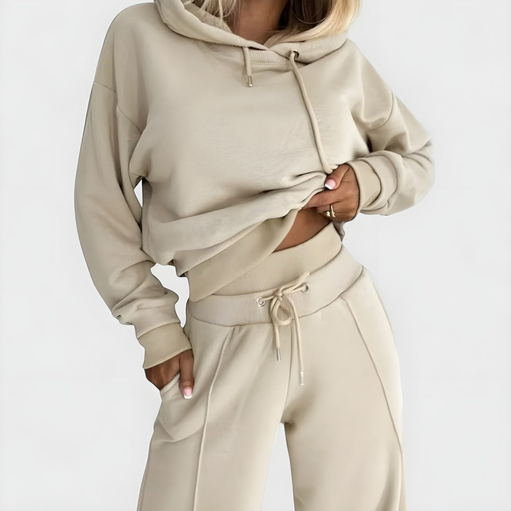 Damski Zestaw Top I Szerokie Spodnie | Z Kapturem