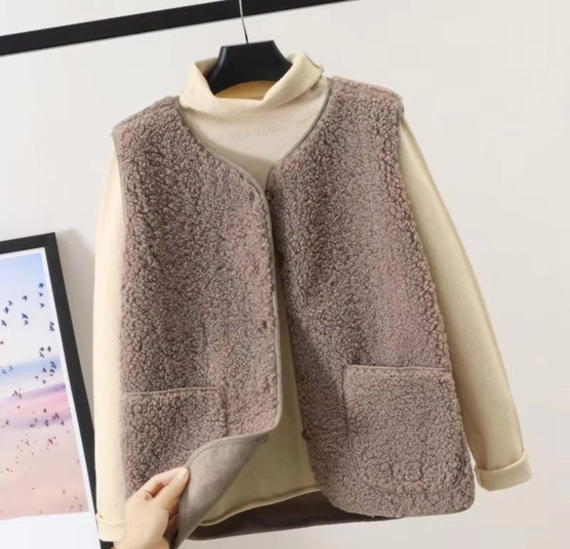 Damska zimowa kamizelka polarowa z kieszenią