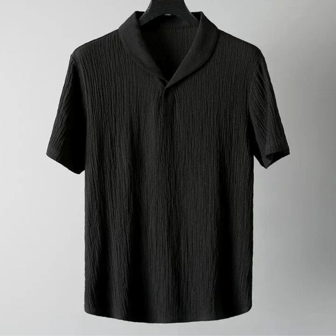 Lniany komplet koszuli z krótkim rękawem i spodni