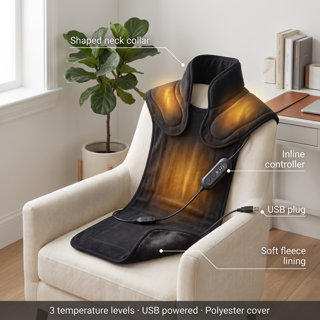 Heated neck and shoulder pad - USB, 3 heat levels