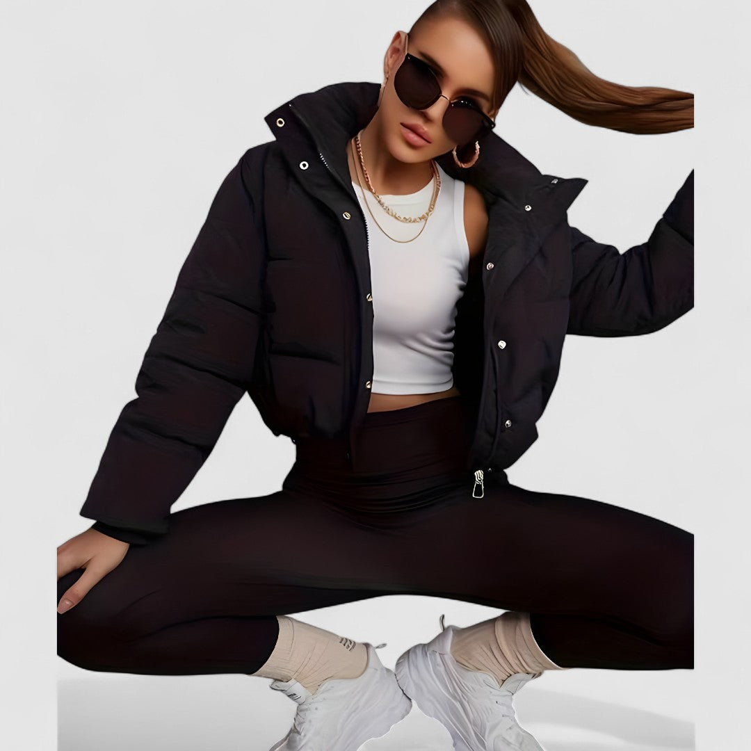 Stylowa Krótka Kurtka Puchowa | Z Zamkiem