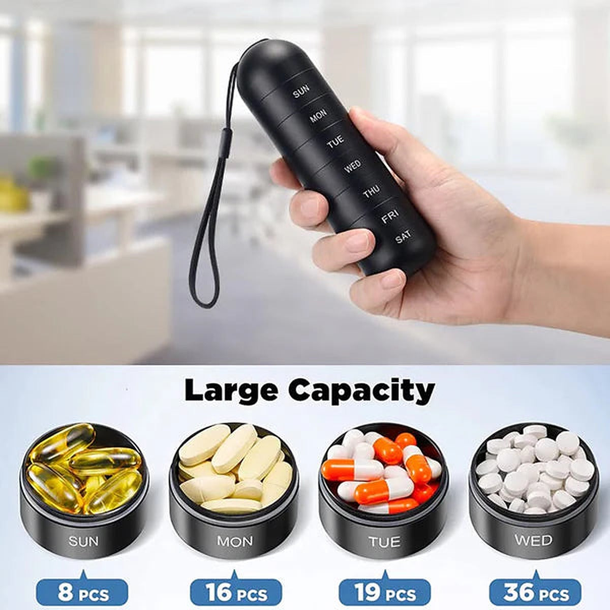 7-Day Aluminum Pill Organizer for Travel