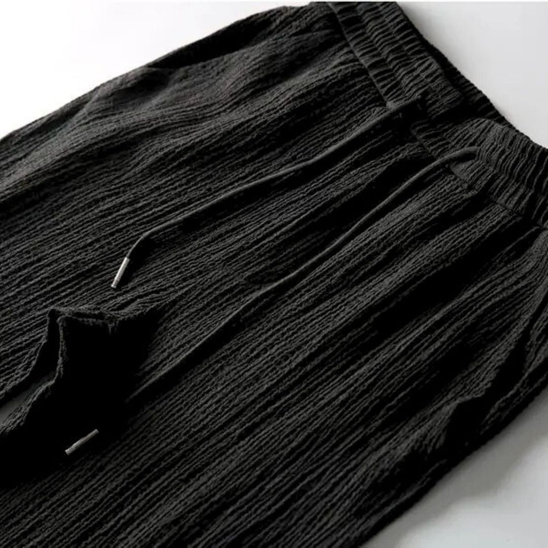 Lniany komplet koszuli z krótkim rękawem i spodni