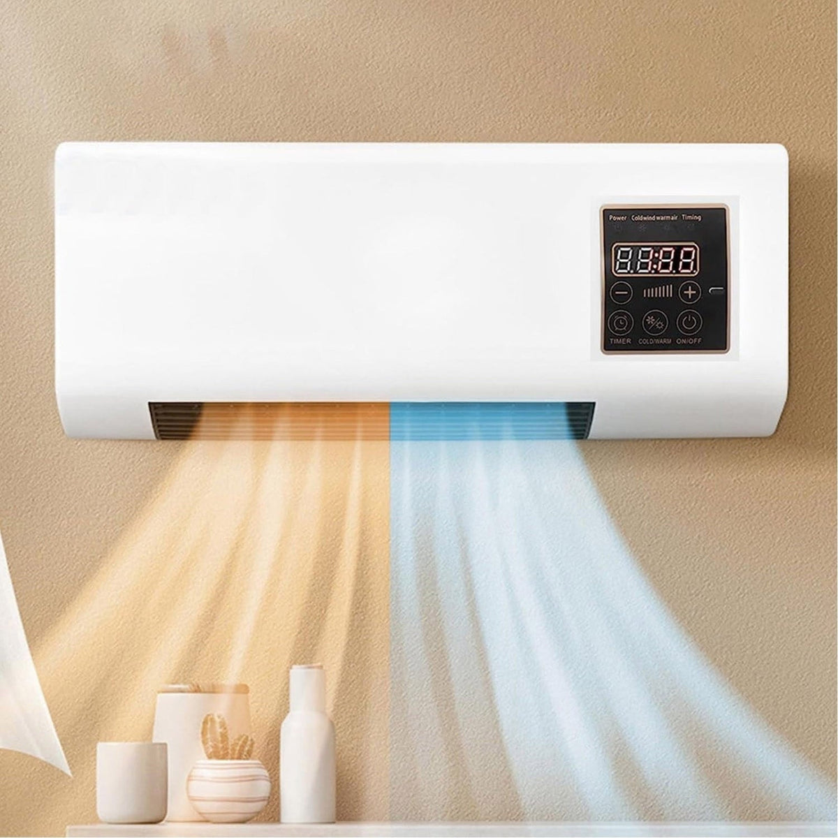 4-in-1 Wall Air Conditioner – Cooling, Heating, Ventilation, and Dehumidifying | Quiet, Remote Control, LCD, White