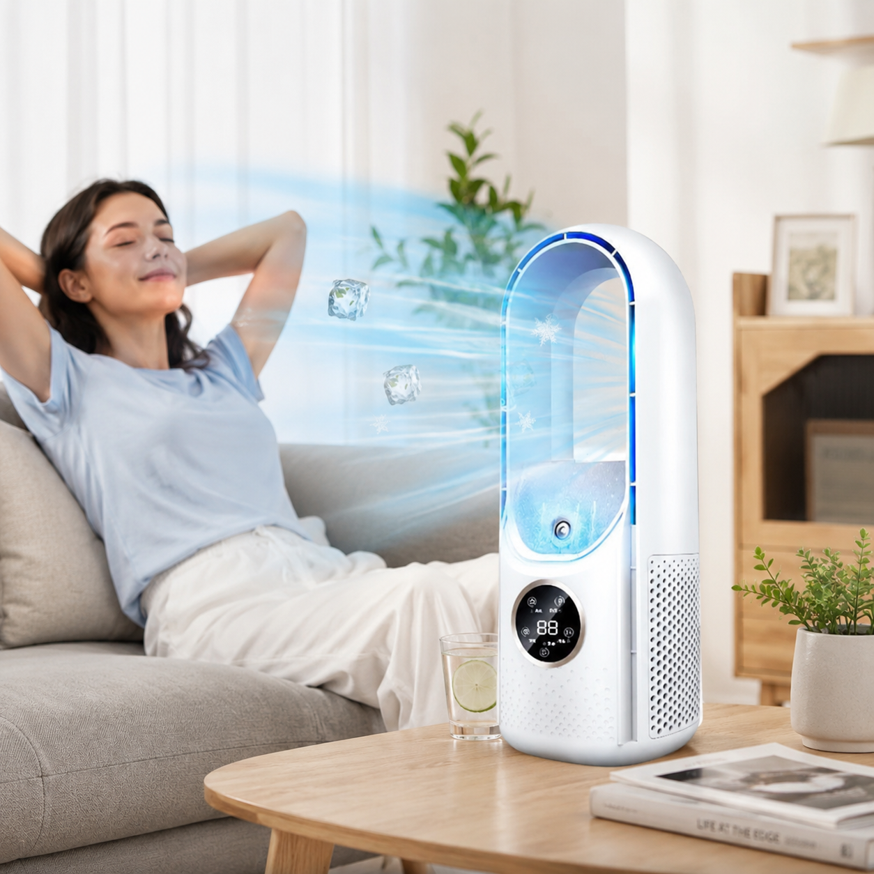 Mini bladeless portable air conditioner | quiet, sleep mode, energy-saving, for desk