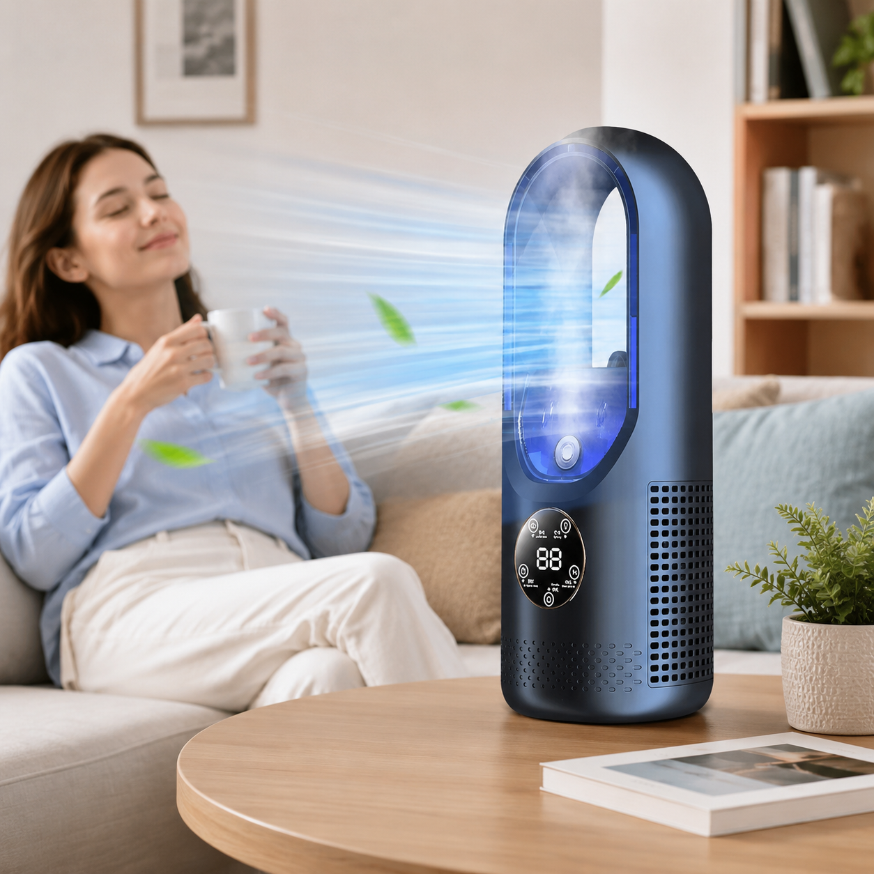 Mini bladeless portable air conditioner | quiet, sleep mode, energy-saving, for desk
