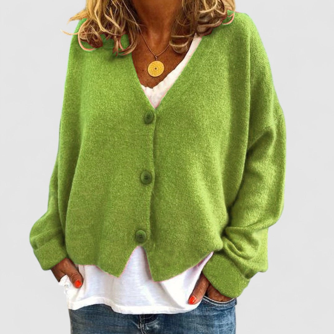 Kardigan Damski Z Długim Rękawem | Dekolt W Serek