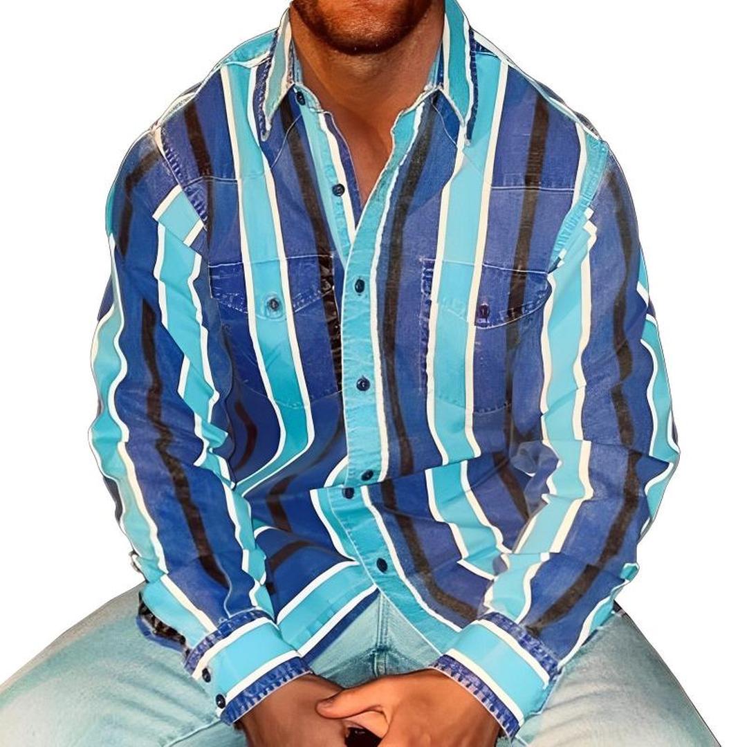 Bawełniana koszula w paski z długim rękawem i guzikami