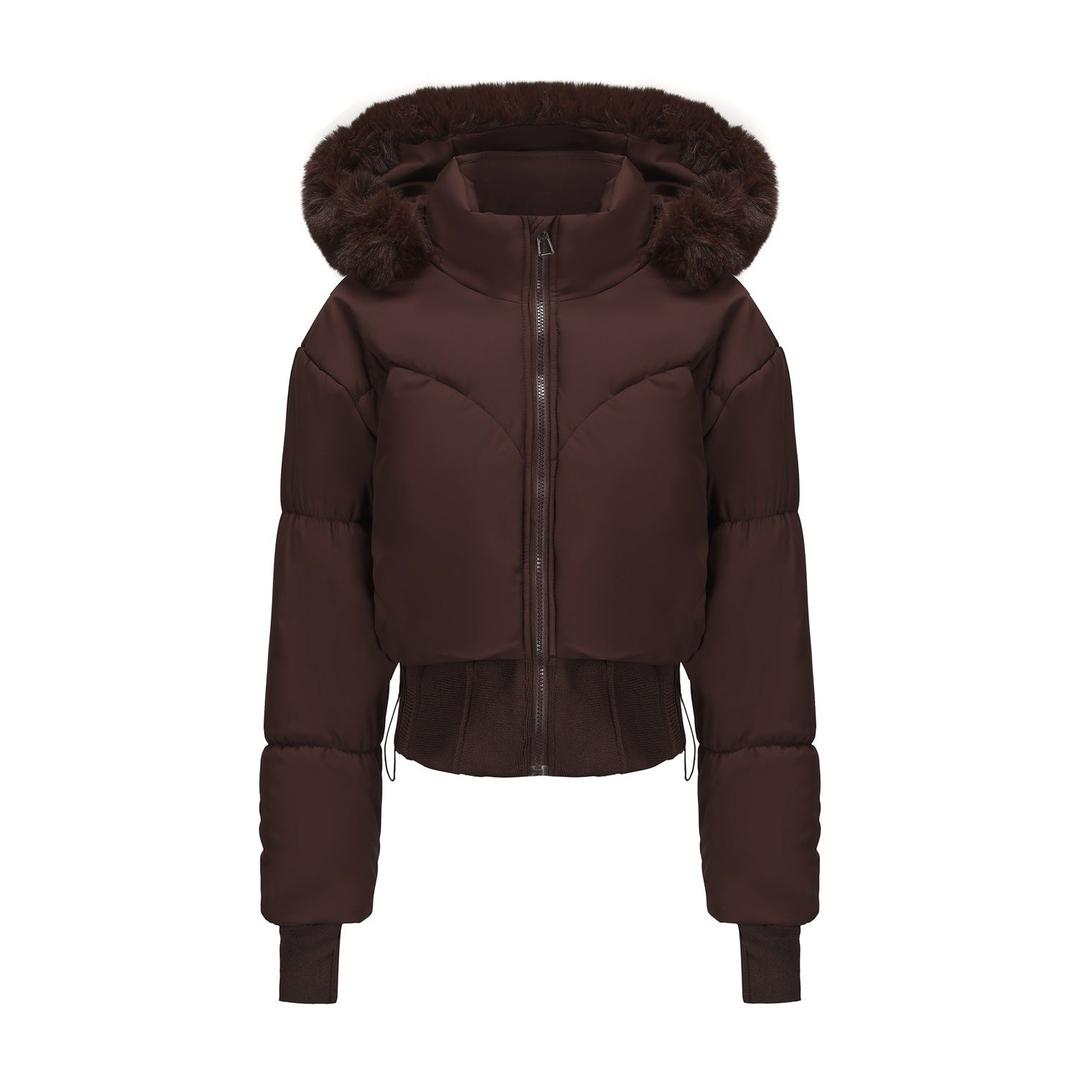 Damska zimowa kurtka puchowa z odpinanym kapturem