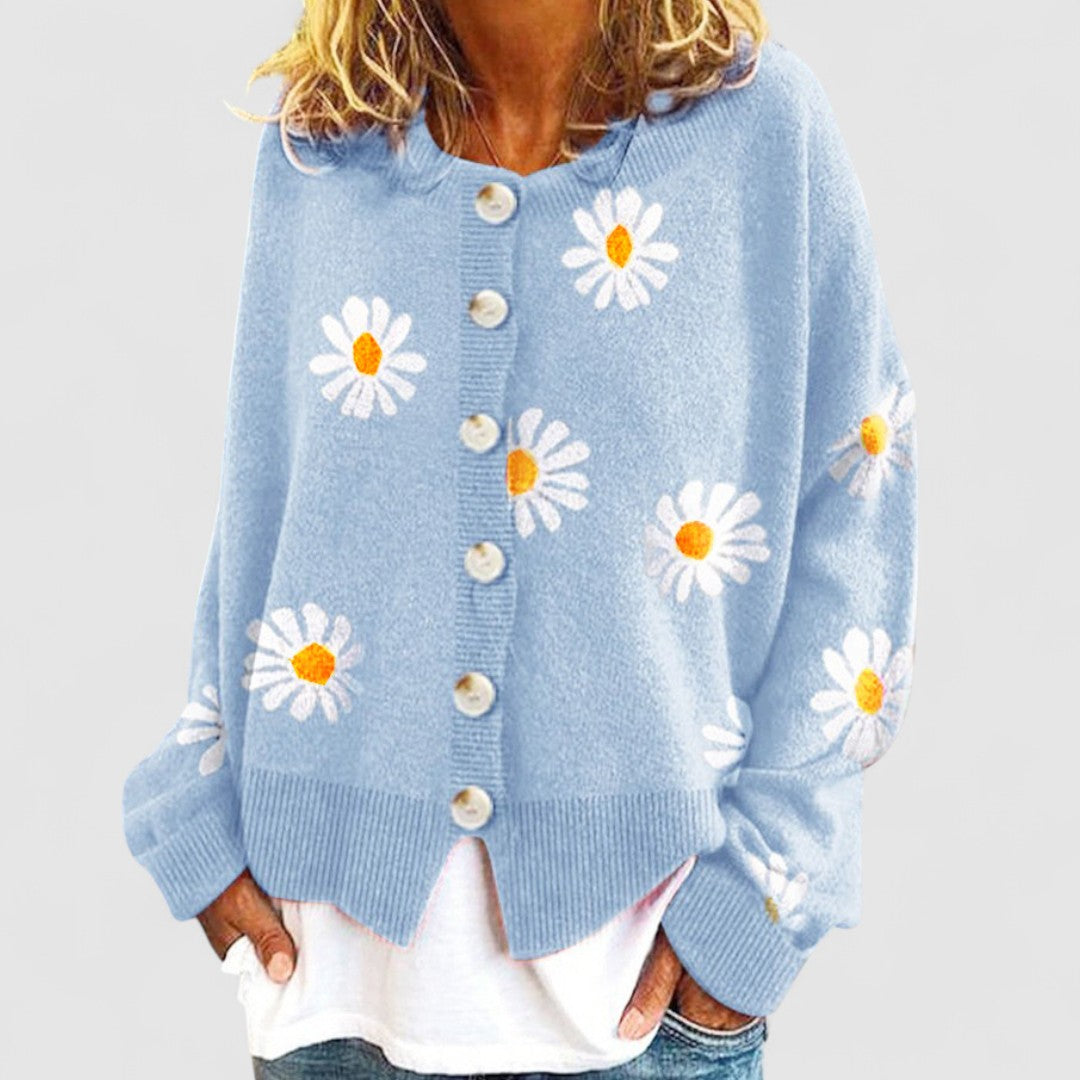 Kardigan Damski W Kwiatowy Wzór | Długi Rękaw