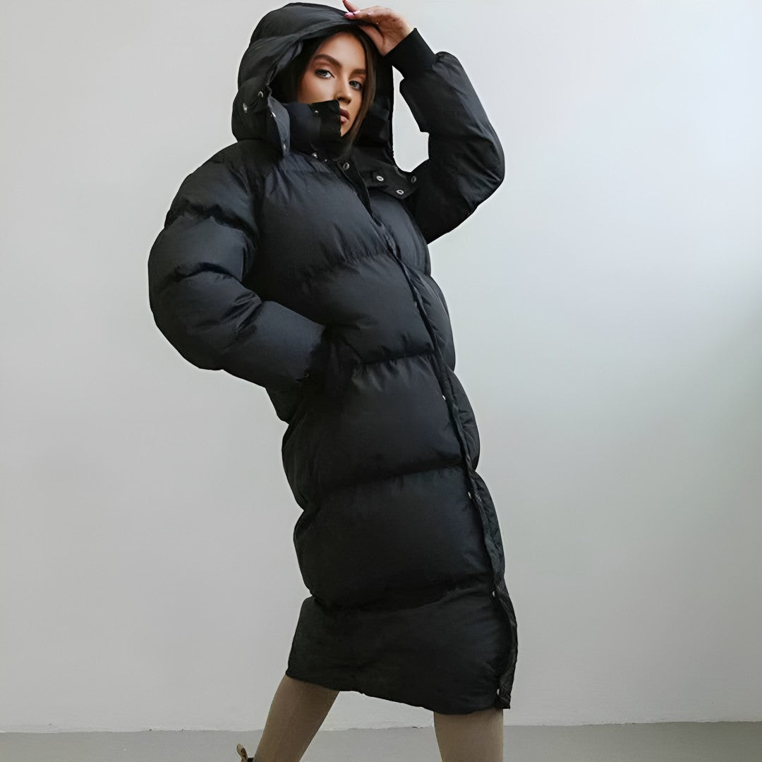 Długi Damski Płaszcz Puchowy | Zimowy