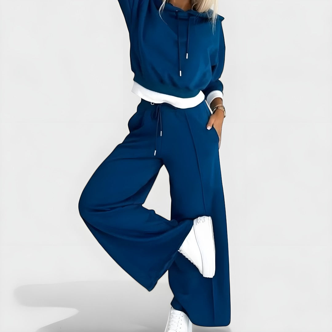 Damski Zestaw Top I Szerokie Spodnie | Z Kapturem