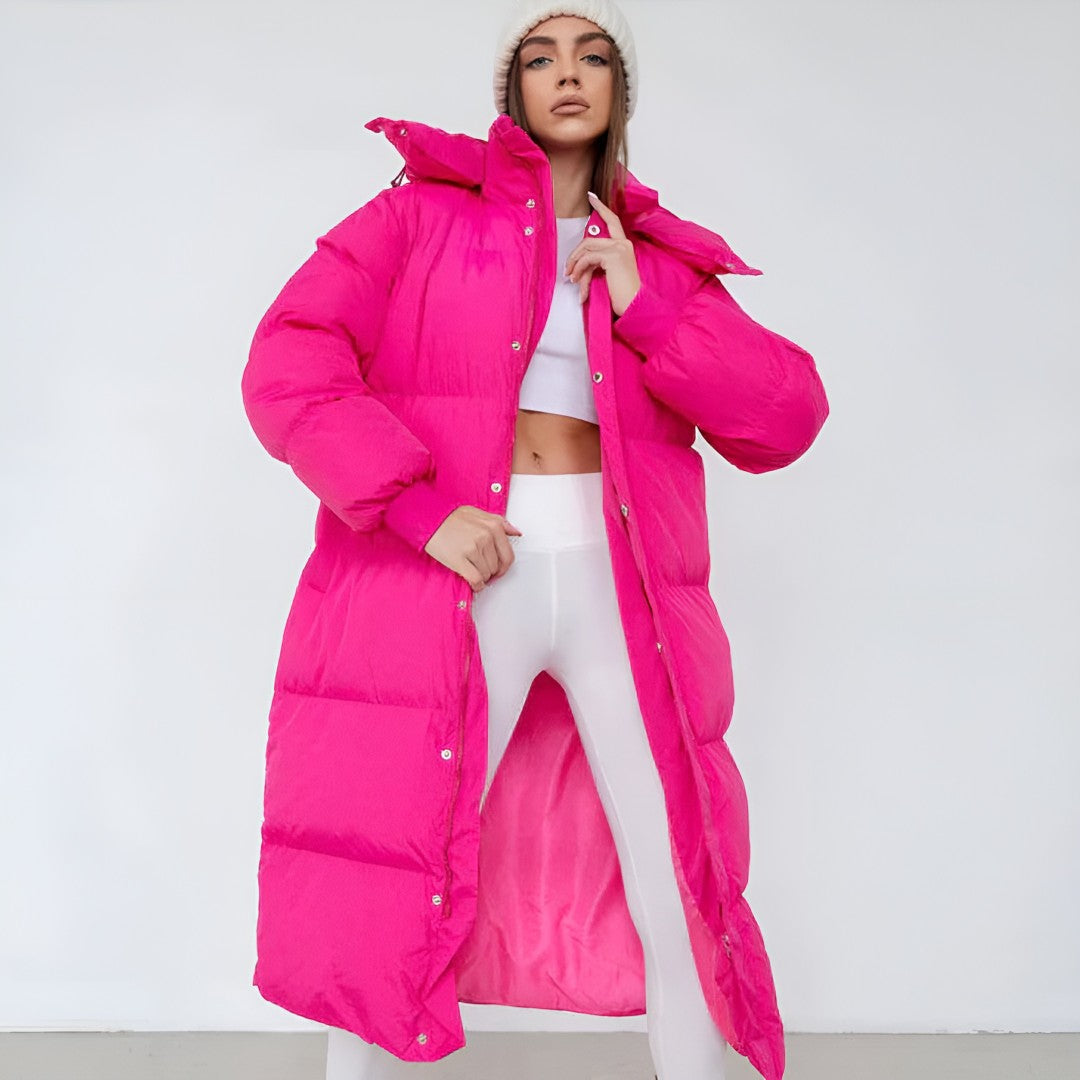 Długi Damski Płaszcz Puchowy | Zimowy