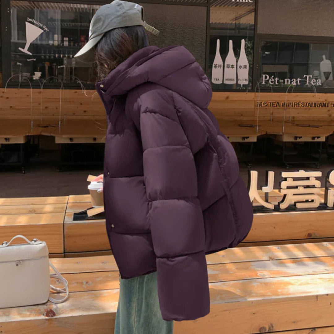 Czarna Damska Kurtka Puchowa | Z Kapturem