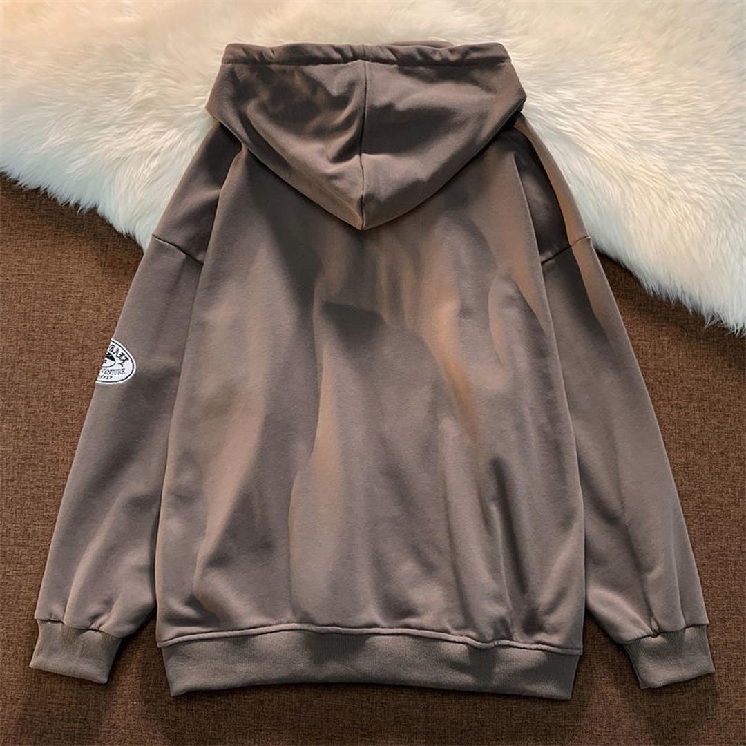 Oversize’owa bluza z kapturem z dzianiny z nadrukiem