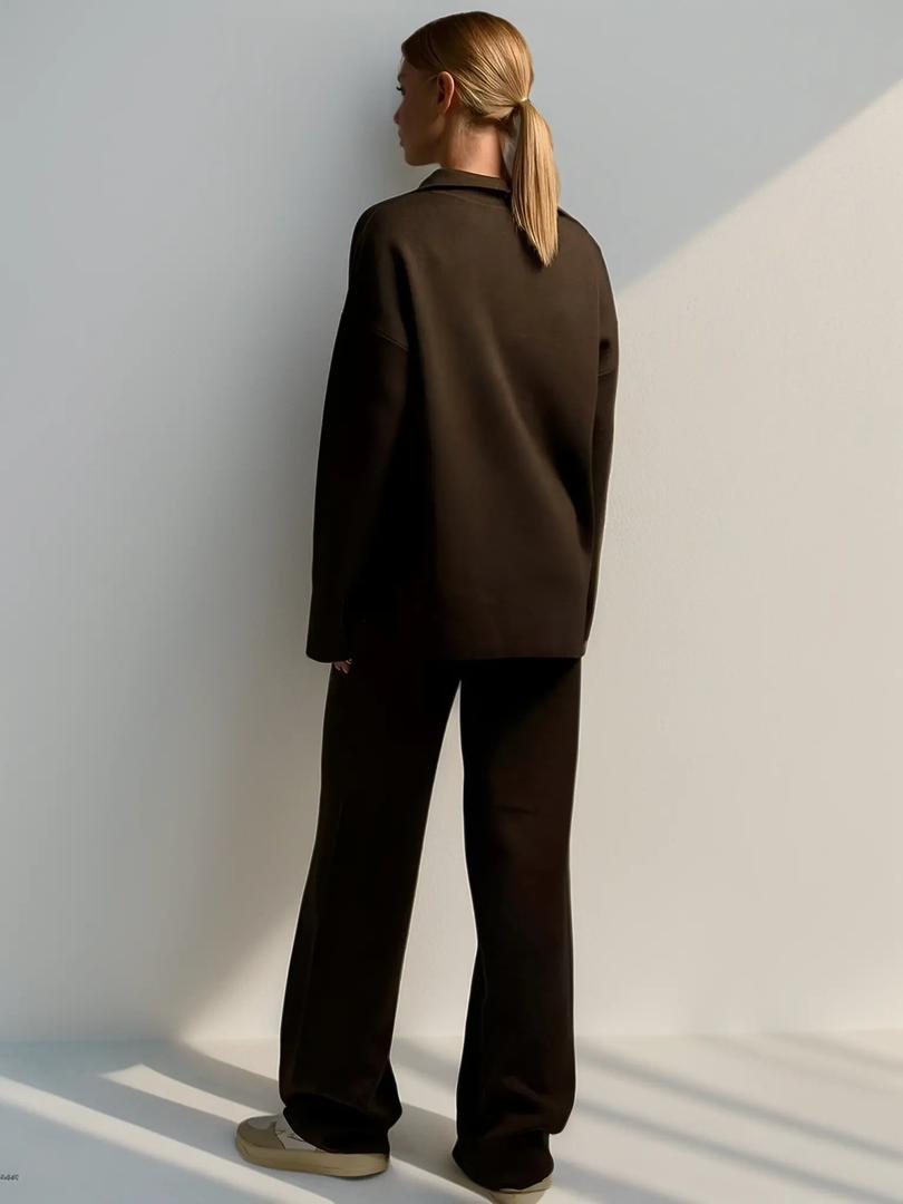 Stylowy damski dwuczęściowy zestaw z długimi rękawami